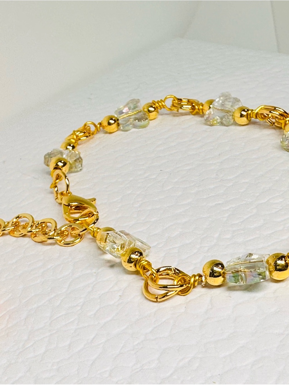 Swarovski Crystal beads Bracelet with Clear and Amber Accents - Picture 10 of 12